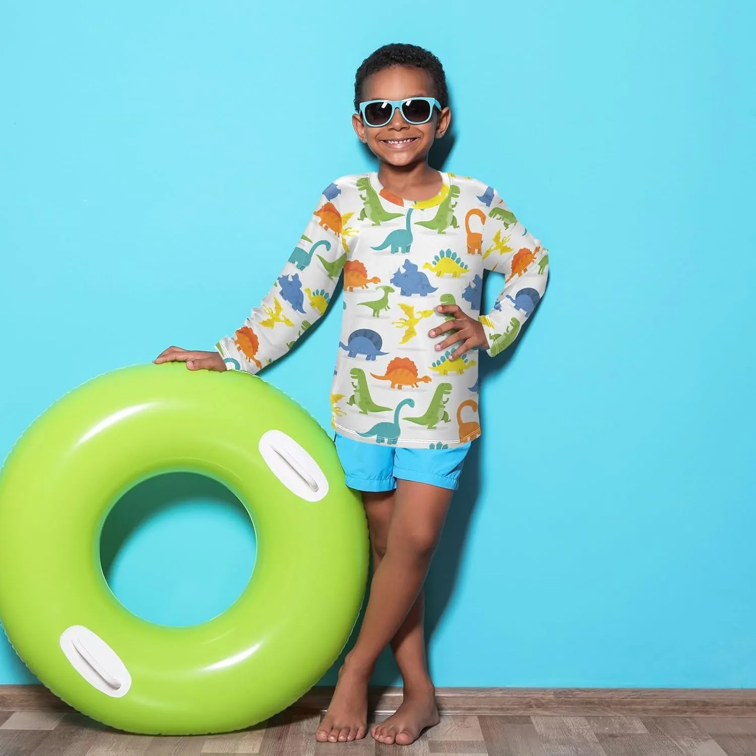 MCHIVER Cow Boys Long Sleeve Rash Guard UPF 50  Toddler Boy Swimsuit Quick Dry Fishing Shirt