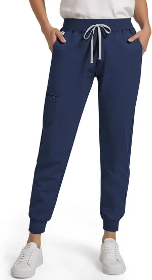 Medical Scrub Pants for Women, Jogger Scrub Pants with 5 Pockets Drawstring Cargo Pants Mid-Rise Womens Scrubs Pant