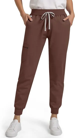 Medical Scrub Pants for Women, Jogger Scrub Pants with 5 Pockets Drawstring Cargo Pants Mid-Rise Womens Scrubs Pant