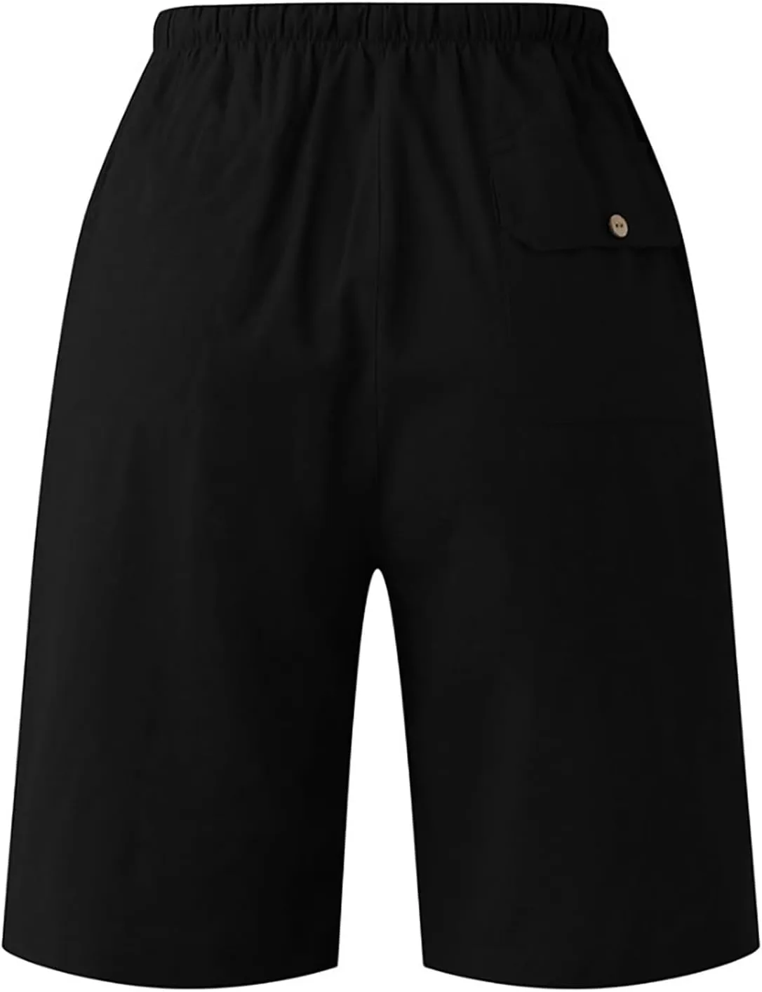 Men Casual Summer Shorts Elastic Waist Drawstring Short Pants Solid Color Straight Beach Pants with Pockets