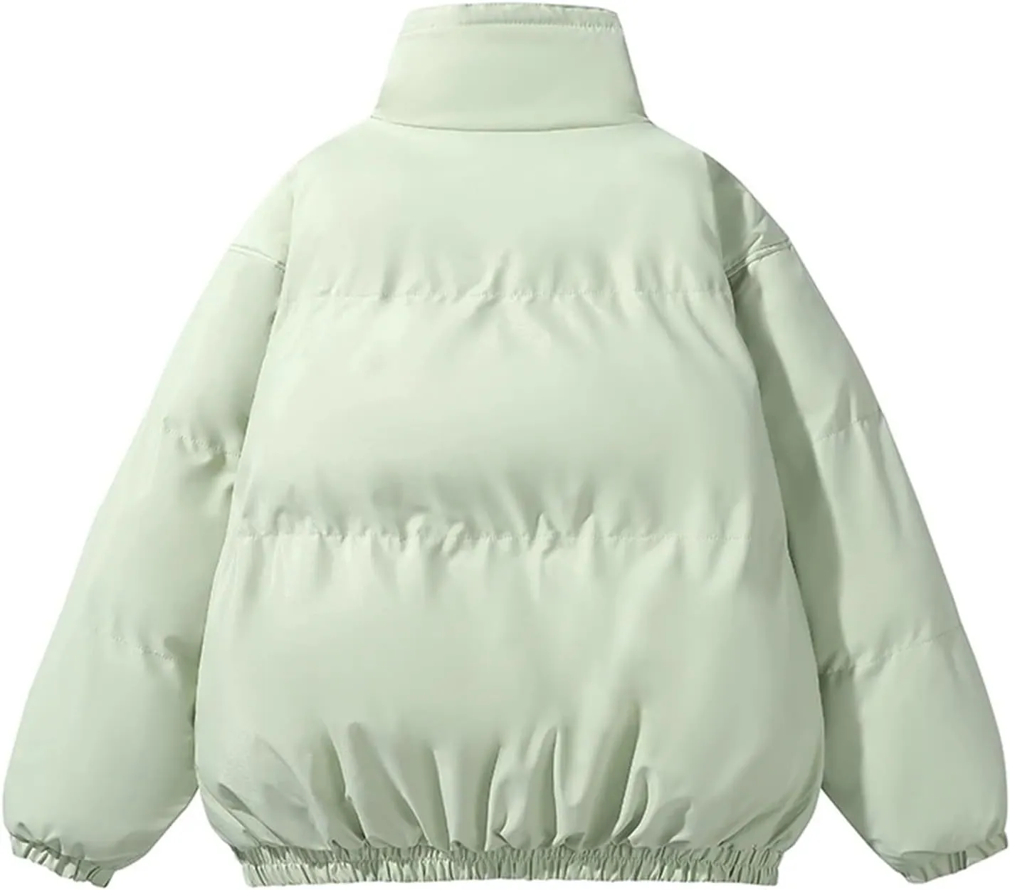 Men Drawstring Stand Collar Solid Cotton-Padded Thicken Warm Casual Pockets Parka Coat