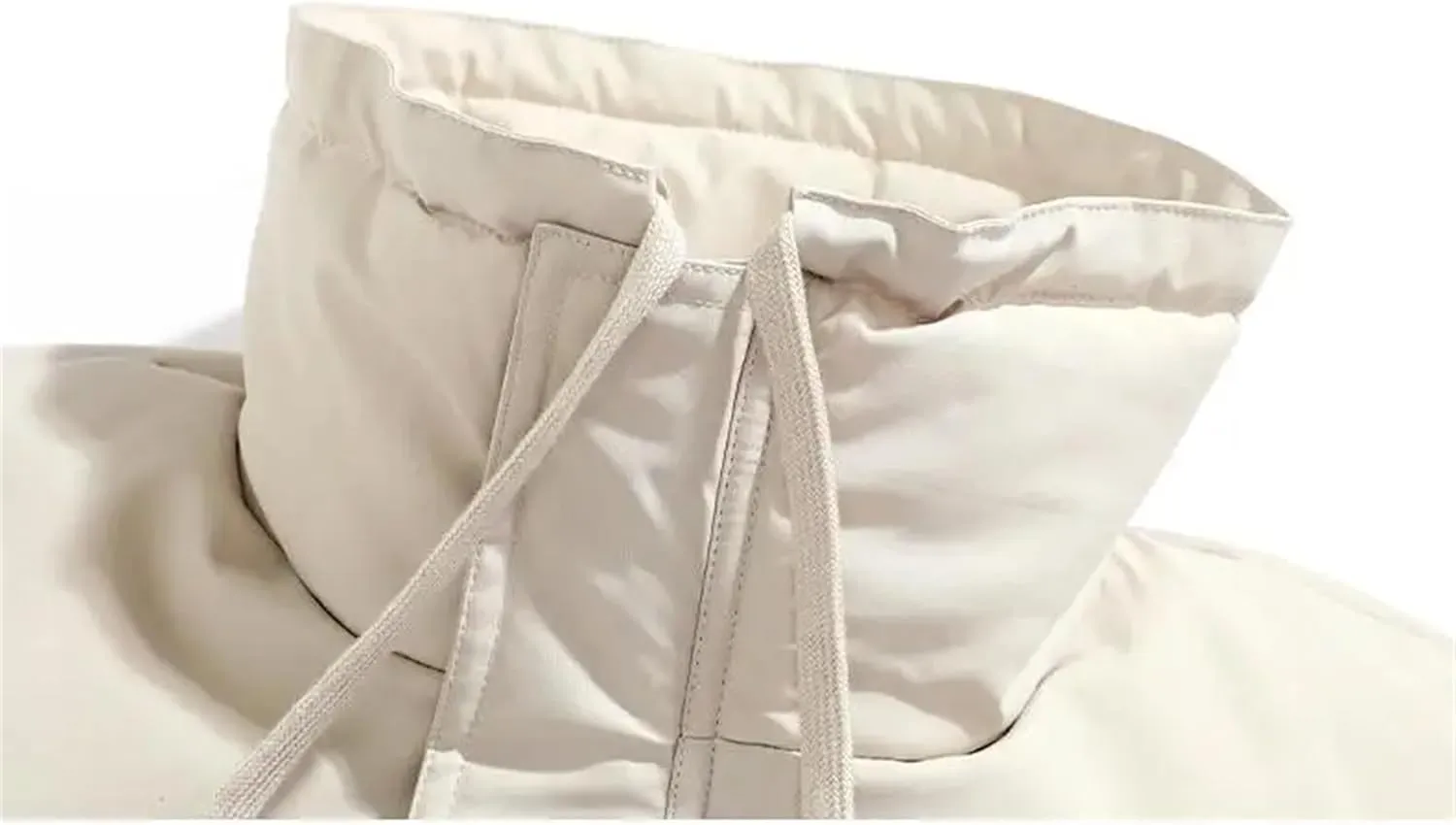 Men Drawstring Stand Collar Solid Cotton-Padded Thicken Warm Casual Pockets Parka Coat