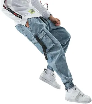 Men Joggers Cargo Denim Pants Baggy Harem Japanese Streetwear Male Ankle Casual Hip Hop Jeans Trousers