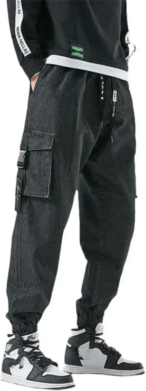 Men Joggers Cargo Denim Pants Baggy Harem Japanese Streetwear Male Ankle Casual Hip Hop Jeans Trousers