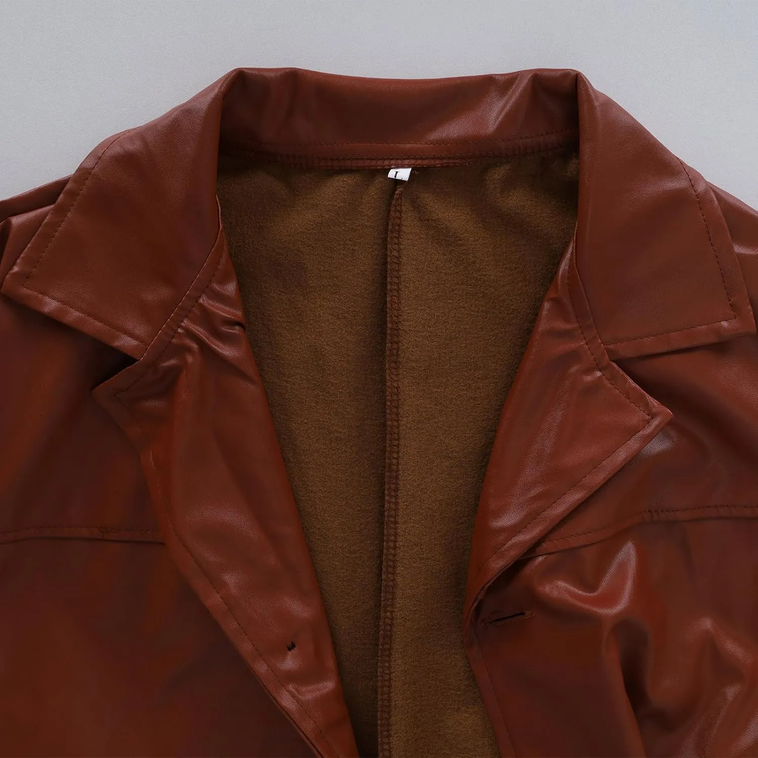 Men PU Leather Jacket Slim Fit Long Faux Leather Coats Winter Windproof Trench Coat Fashion Button Jacket Outerwear
