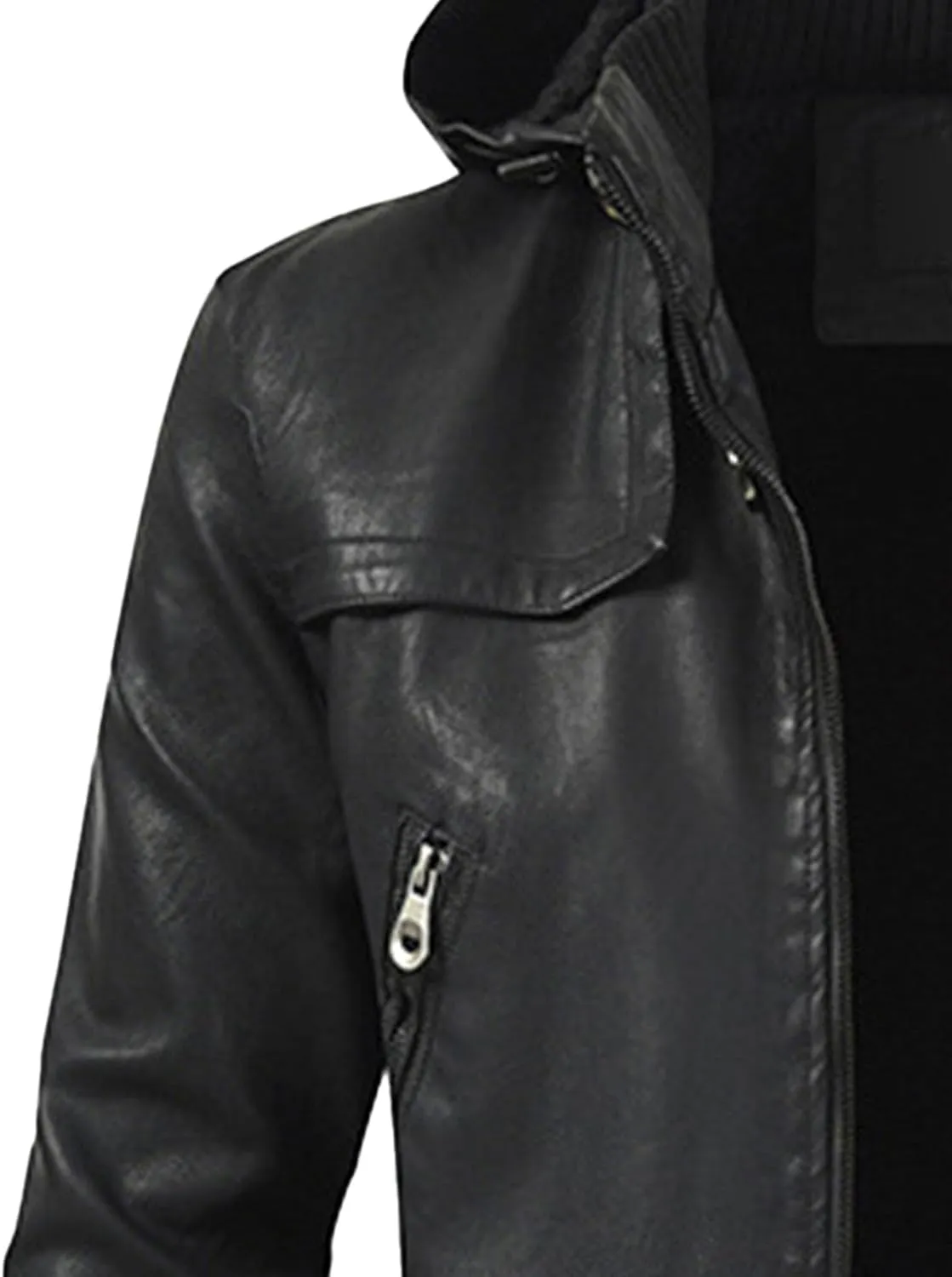 Men Pu Leather Zipper Trench Coat Hooded Casual Motorcycle Long Leather Jacket Vintage Biker Windbreaker With Belt