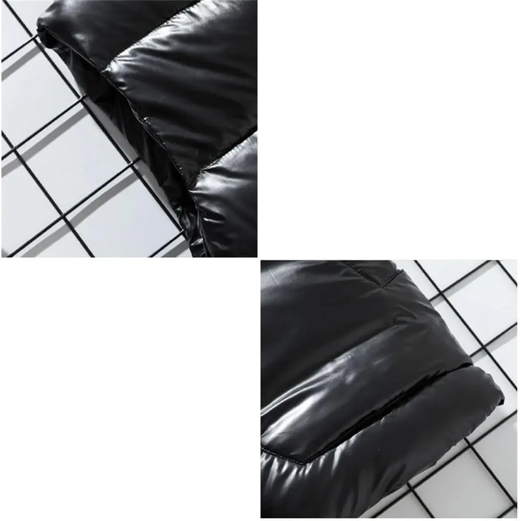 Men Removable Hooded Vest Thicken Warm Cotton-Padded Vest Solid Color Big Pockets Waistcoat