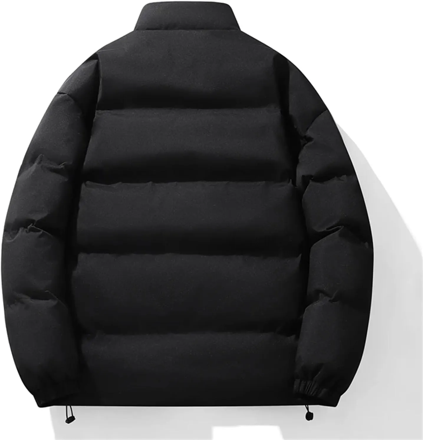 Men Solid Color Button Stand Collar Cotton-Padded Thick Casual Warm Long Sleeve Parka Coat