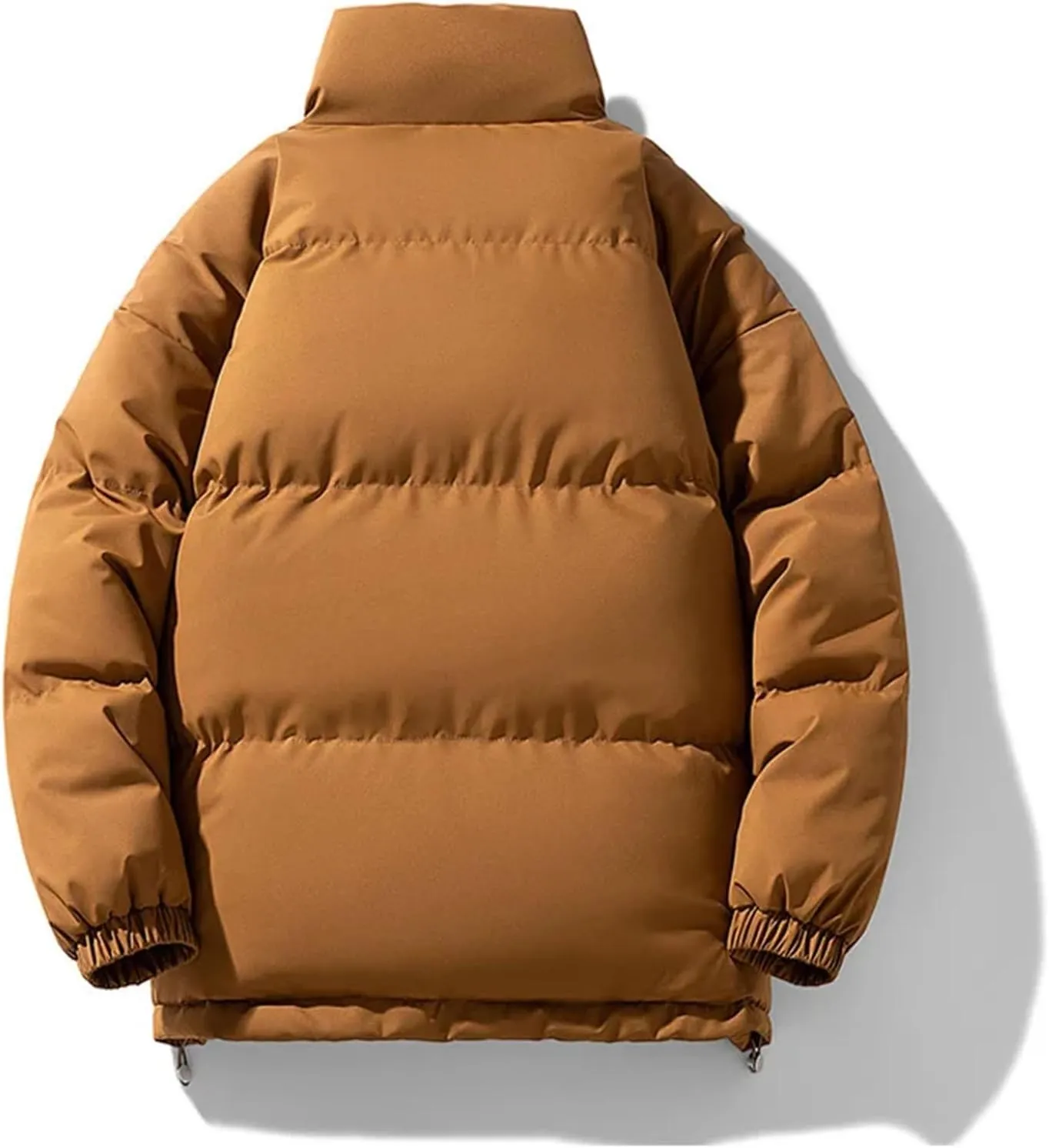 Men Stand Colar Solid Color Cotton-Padded Thick Warm Casual Long Sleeve Parka Coat