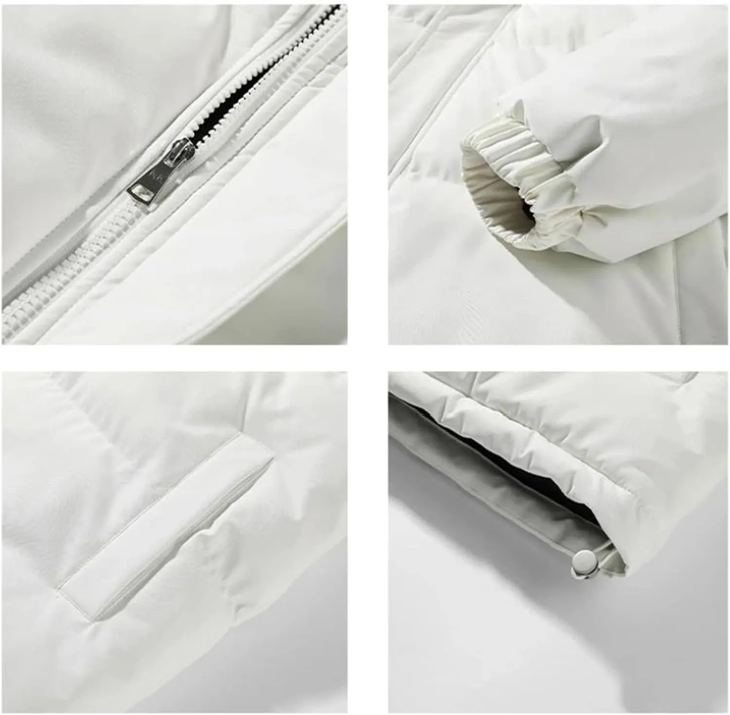 Men Stand Collar Solid Color Cotton-Padded Thicken Warm Casual Zipper Long Sleeve Parka Coat