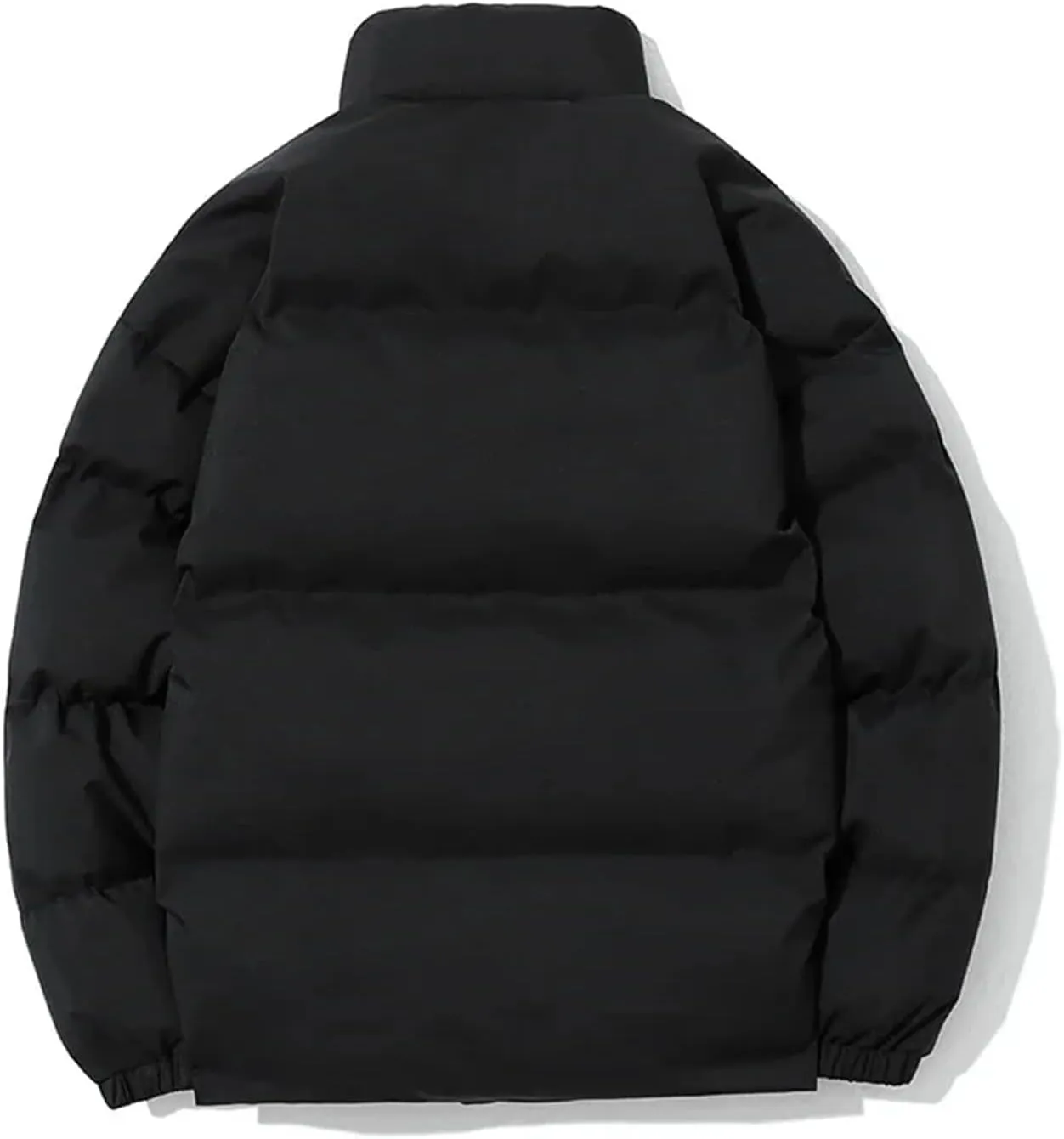 Men Stand Collar Solid Zipper Cotton-Padded Thickened Warm Outdoor Casual Parka Coat