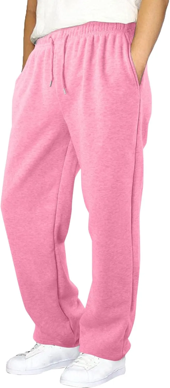 Men's Athletic Pants Rope Loose Waist Joggers Pants, Solid Color Pocket Trousers Loose Sports Workout Trousers
