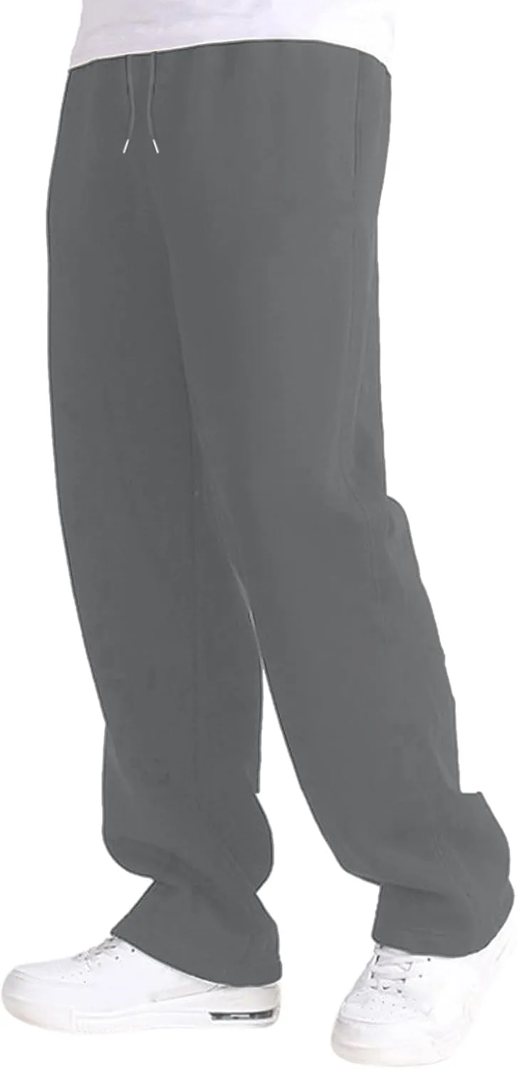 Men's Athletic Pants Rope Loose Waist Joggers Pants, Solid Color Pocket Trousers Loose Sports Workout Trousers