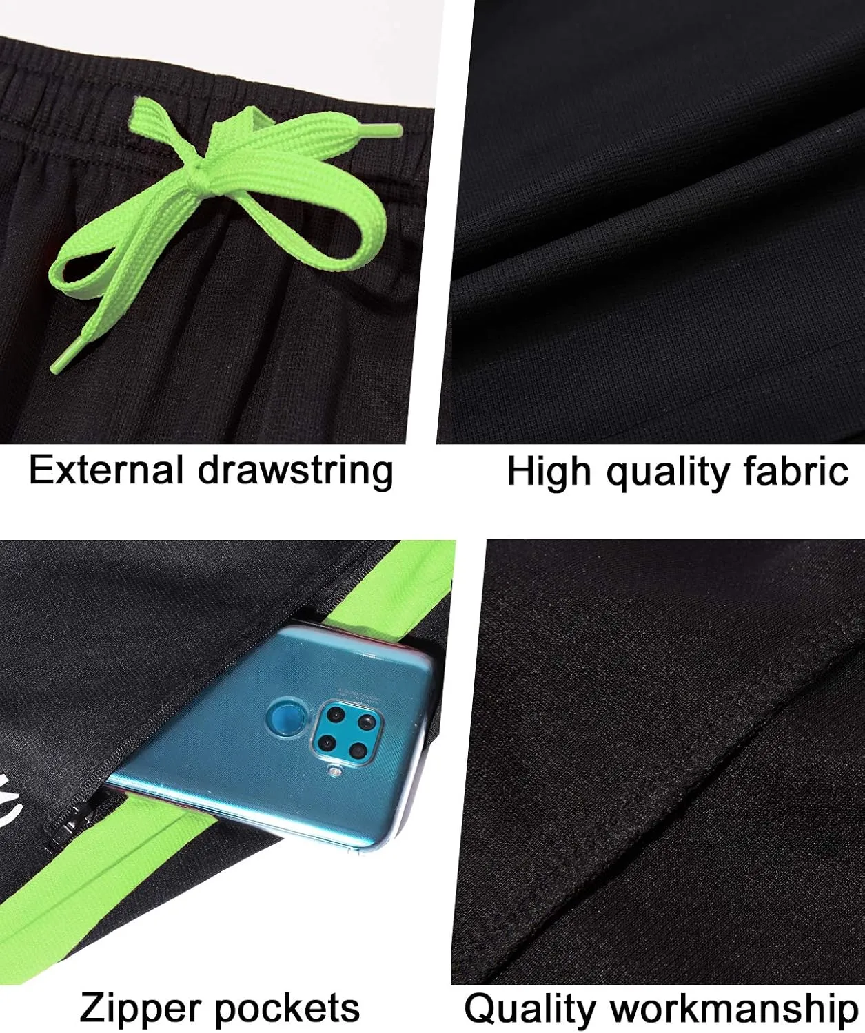 Mens Athletic Pants with Zipper Pockets Open Bottom Lightweight Sweatpants, for Workout, Running, Gym, Training