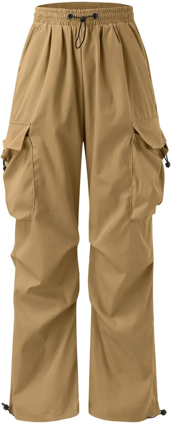 Men's Baggy Cargo Pants Trendy Casual Parachute Pant Loose Fit Harem Joggers with Pockets for Streetwear