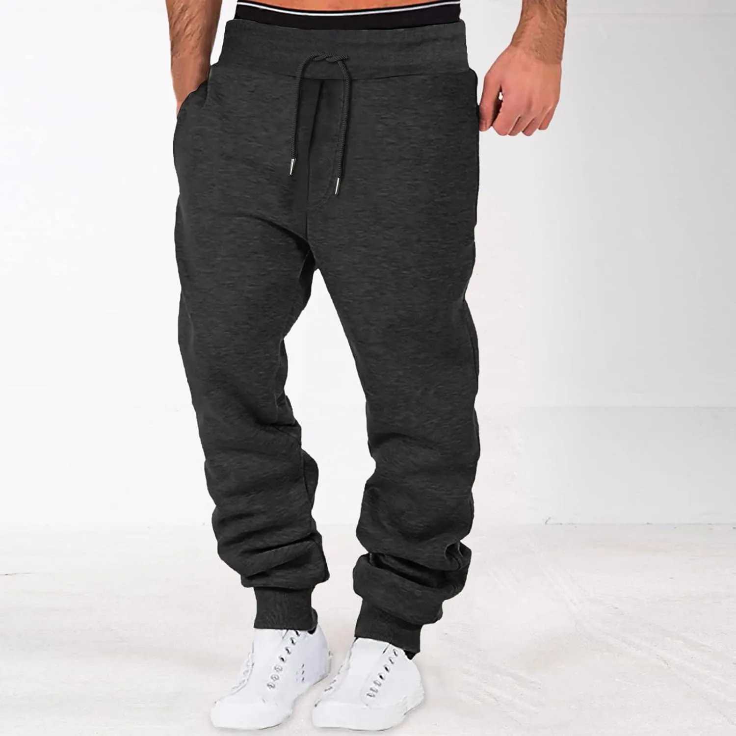 Men's Baggy Sweatpants Drawstring Waist Tapered Leg Joggers Lightweight Workout Lounge Pants with Pockets S-4XL