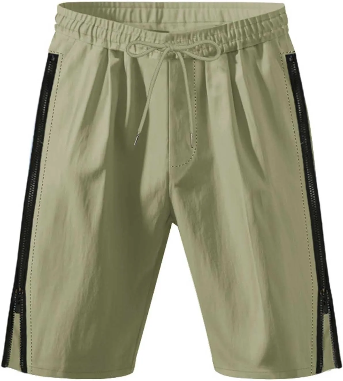 Men's Baggy Swim Trunks Side Zipper Silt Leg Breathable Elastic Waist Board Shorts Lightweight Loose-Fit Beach Short