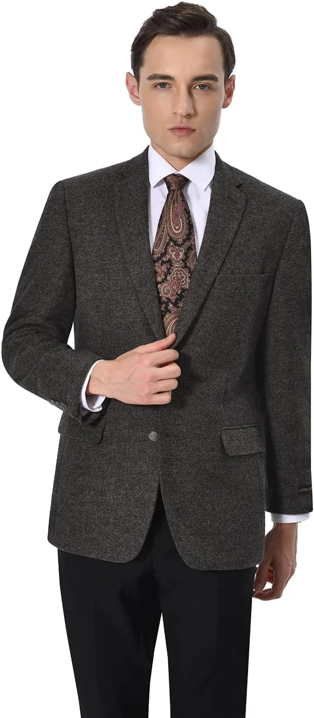 Men's Blazer Sport Coat Classic Fit Wool Blend 2 Button Business Suits Jacket