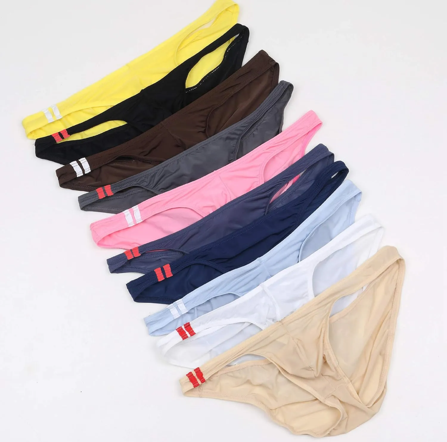 Men's Bulge Pouch Ice Silk Bikinis Low Rise Briefs Underwear