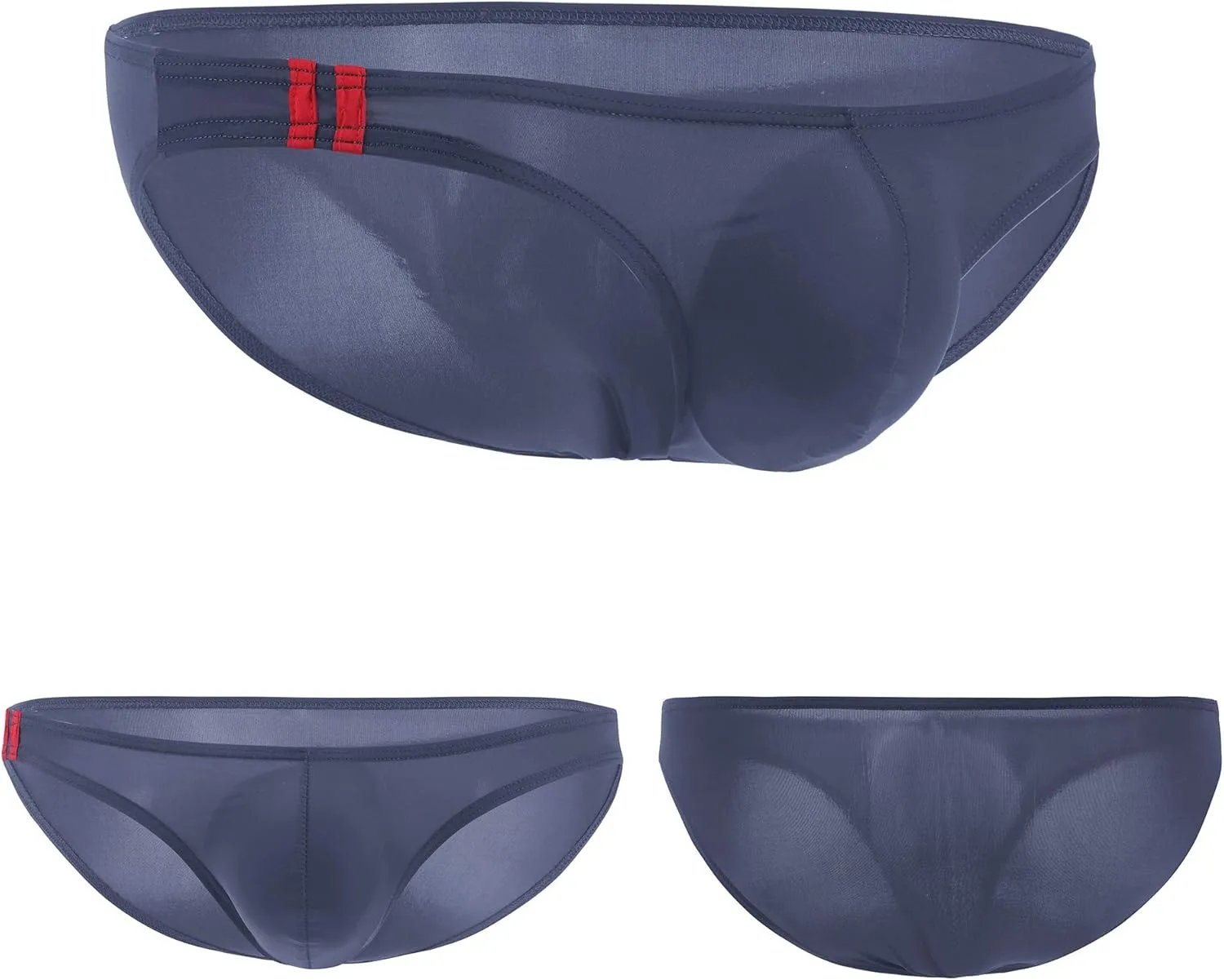 Men's Bulge Pouch Ice Silk Bikinis Low Rise Briefs Underwear