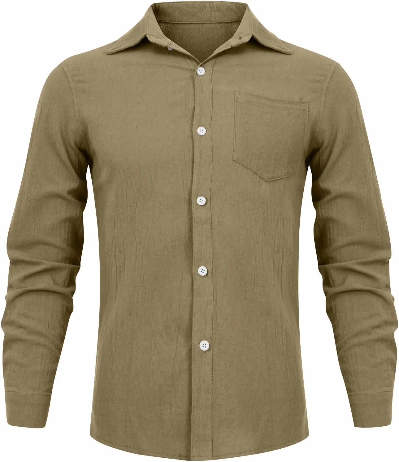 Men's Button Down Long Sleeve Shirts Solid Casual Collar Shirts Dress with Pocket Polo Shirts, M-5XL