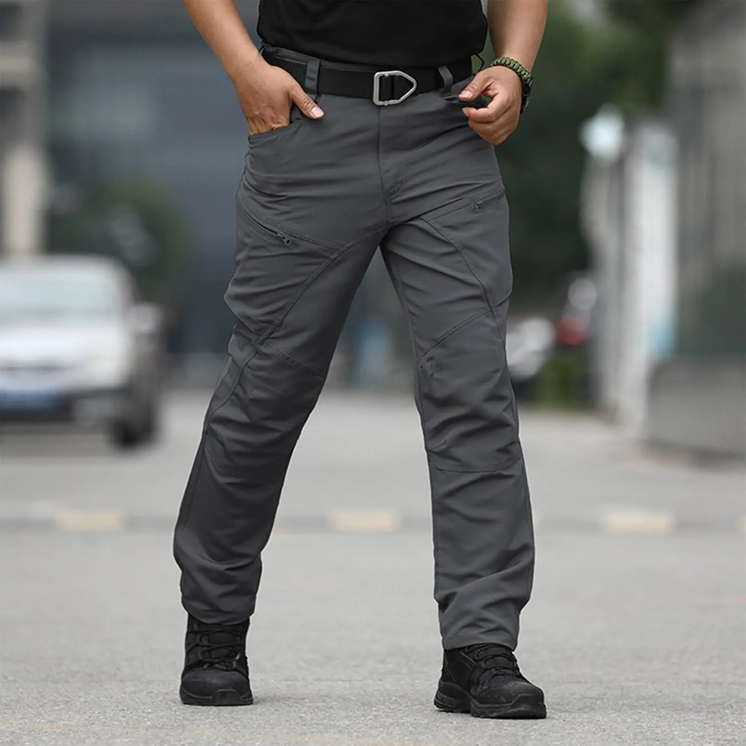 Mens Cargo Pants Ripstop Lightweight Hiking Work Pants Multi Pockets Slim Fit Flexcamo Tactical Waterproof Pants