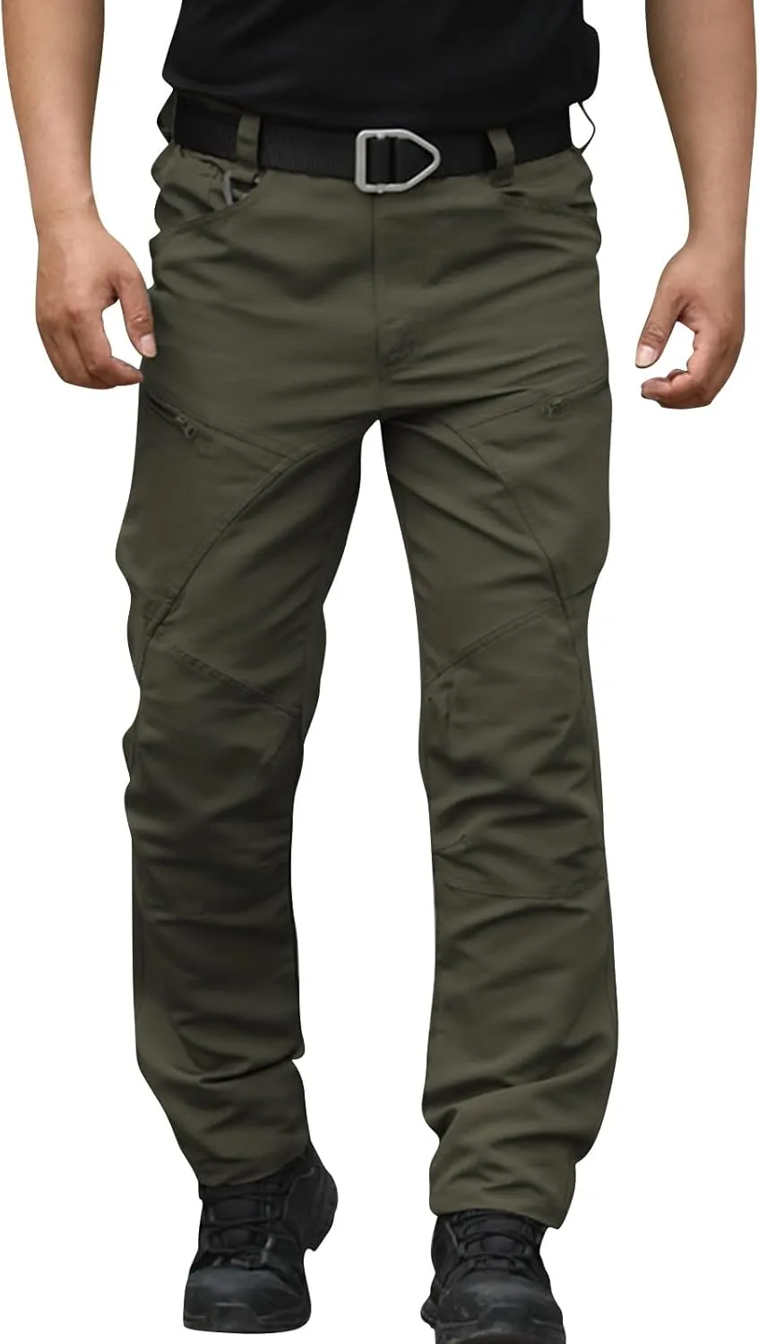 Mens Cargo Pants Ripstop Lightweight Hiking Work Pants Multi Pockets Slim Fit Flexcamo Tactical Waterproof Pants