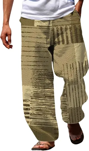 Mens Casual Harem Hippie Yoga Pants Funky Wide Leg Baggy Boho Pants Loose Fit Aladdin Jogger Drop Crotch Trousers