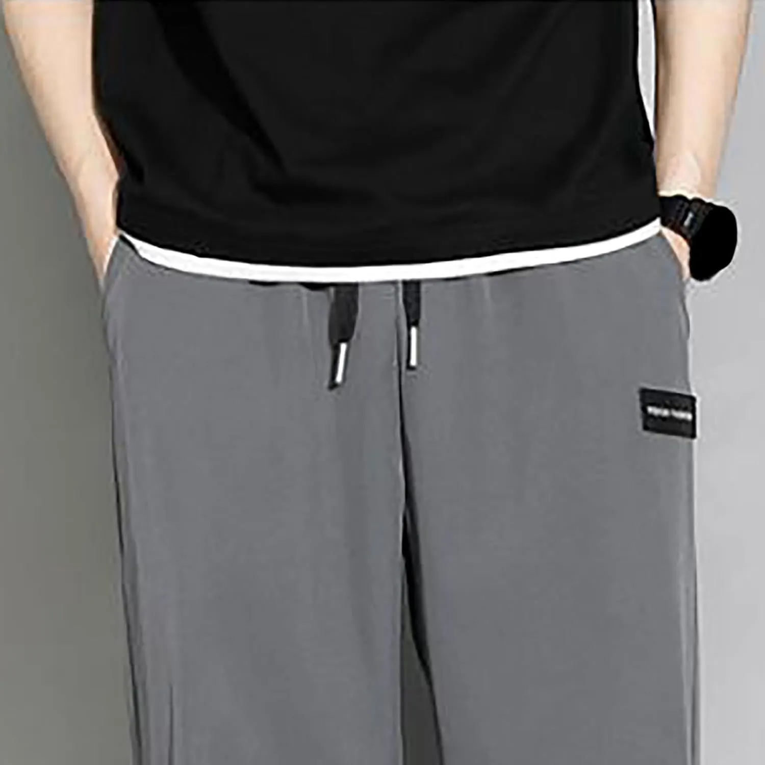 Mens Casual Joggers Pants Cotton Elastic Waist Drawstring Chino Cargo Pants Hiking Outdoor Track Sweatpants