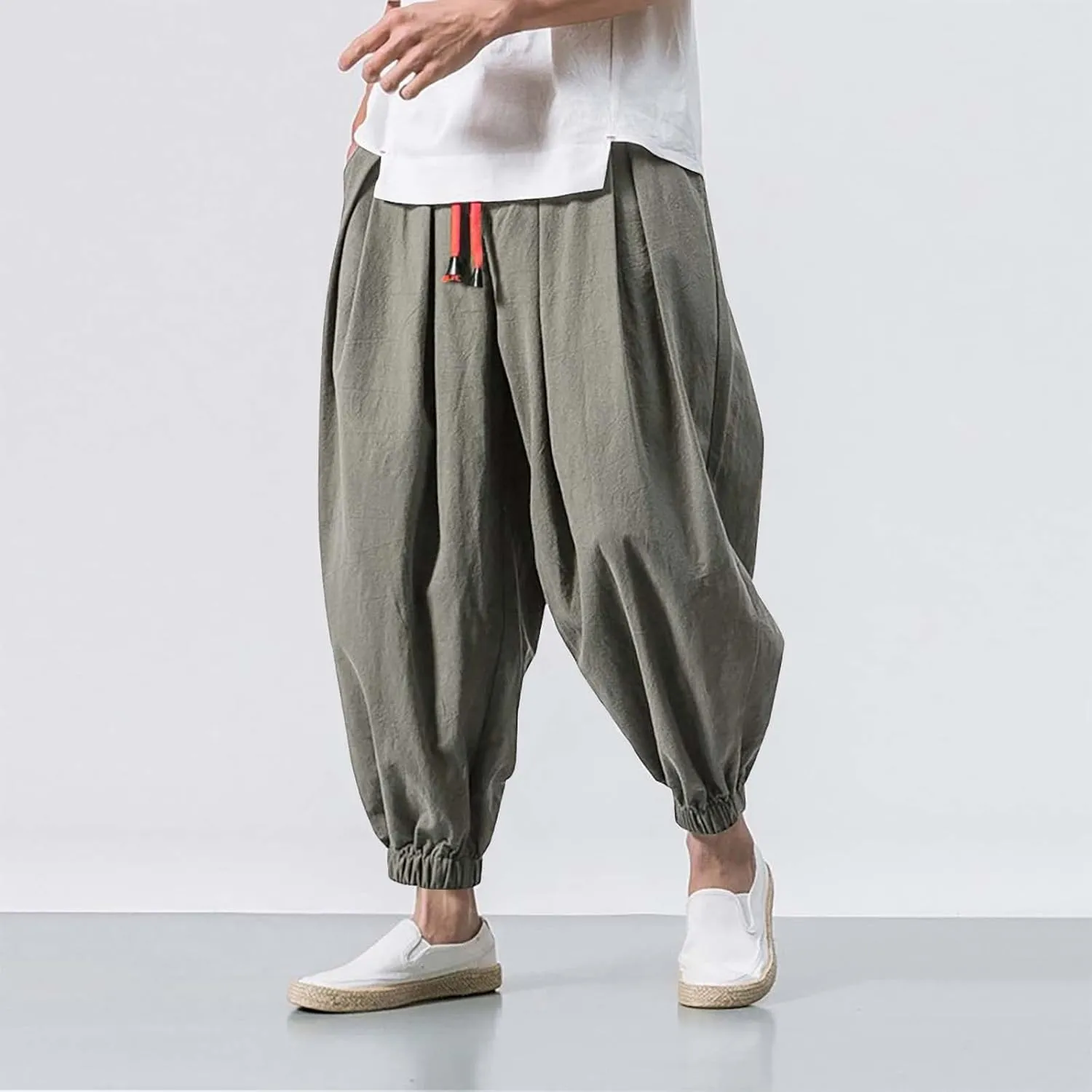 Men's Casual Pants Drawstring Waist Wide Leg Loose Pants Comfortable Summer Stylish Street Fashion Outfits