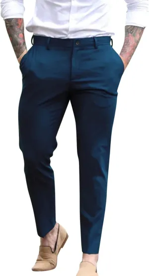 Men's Casual Pants Elastic Waisted Drawstring Classic-Fit Trousers Summer Soft Leisure Pants with Pockets