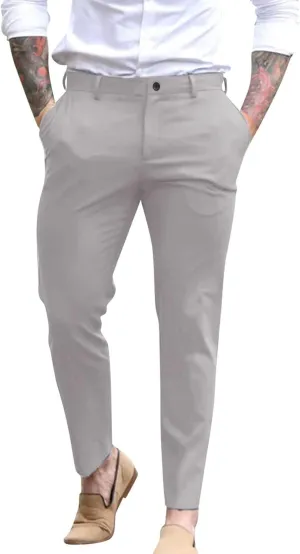 Men's Casual Pants Elastic Waisted Drawstring Classic-Fit Trousers Summer Soft Leisure Pants with Pockets