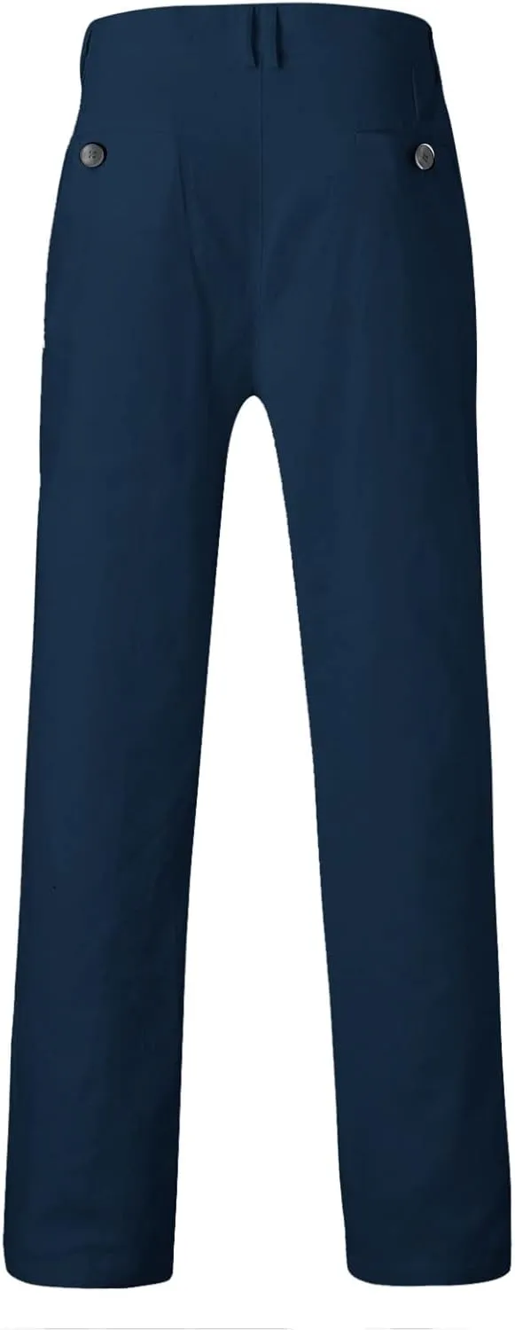 Men's Casual Pants Elastic Waisted Drawstring Classic-Fit Trousers Summer Soft Leisure Pants with Pockets