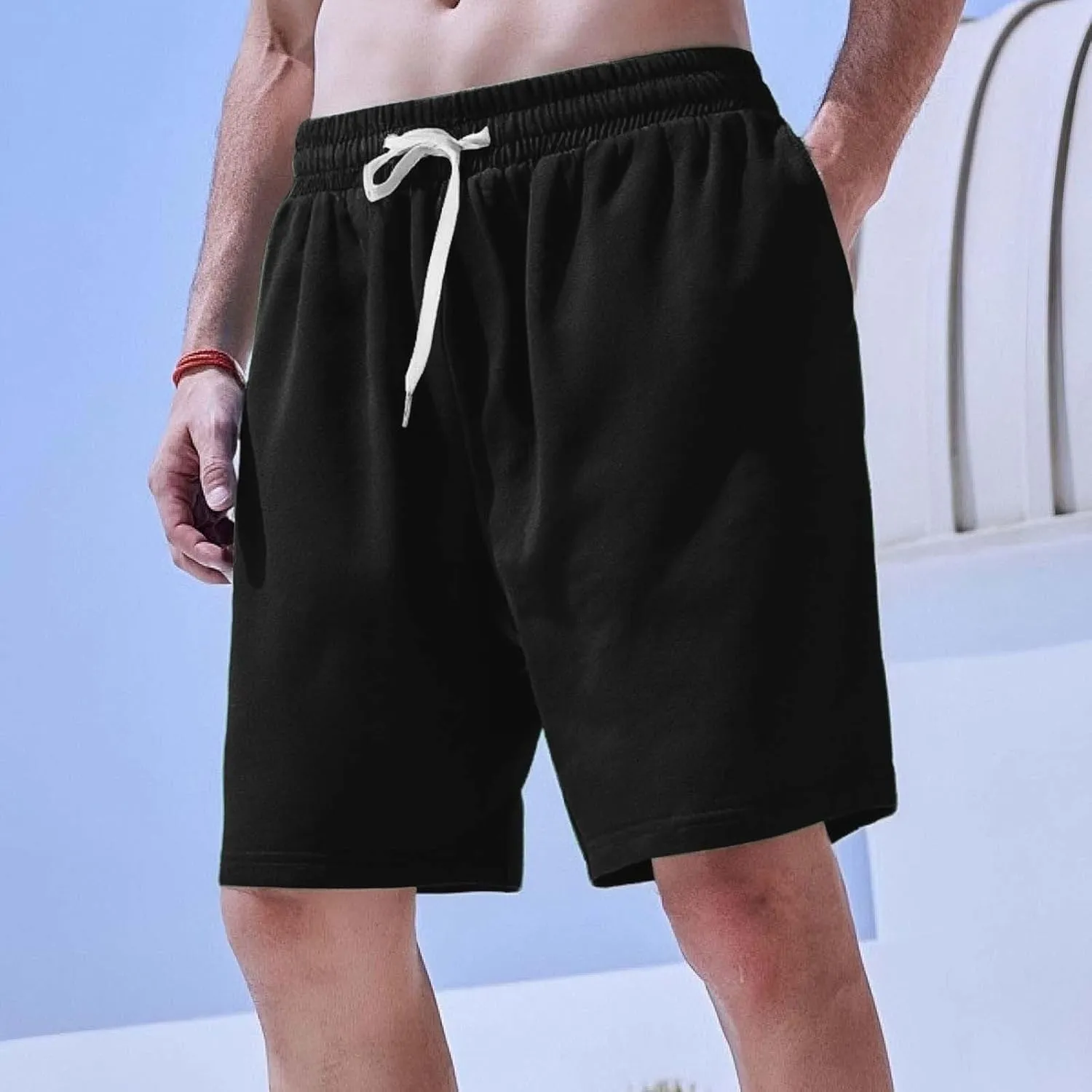 Mens Casual Shorts 7" Athletic Running Short Pants Classic Elastic Waist Drawstring Workout Sweat Jogger for Holiday