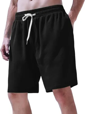 Mens Casual Shorts 7" Athletic Running Short Pants Classic Elastic Waist Drawstring Workout Sweat Jogger for Holiday