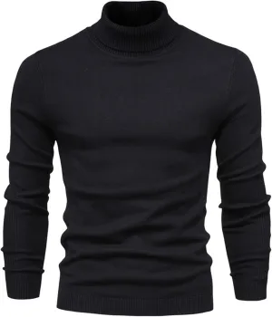 Men's Casual Turtleneck Pullover Sweaters Soft Knitted Long Sleeve Slim Fit Warm Basic Tops