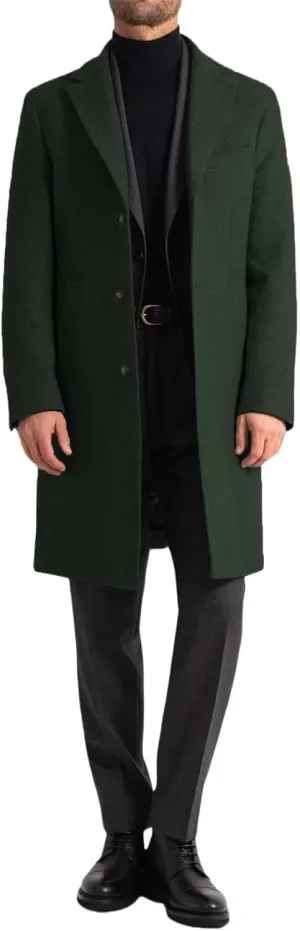 Men's Classic Coat Winter Wool Blend Long Trench Coat Notch Lapel Single Breasted Business Party Overcoat ASDF10