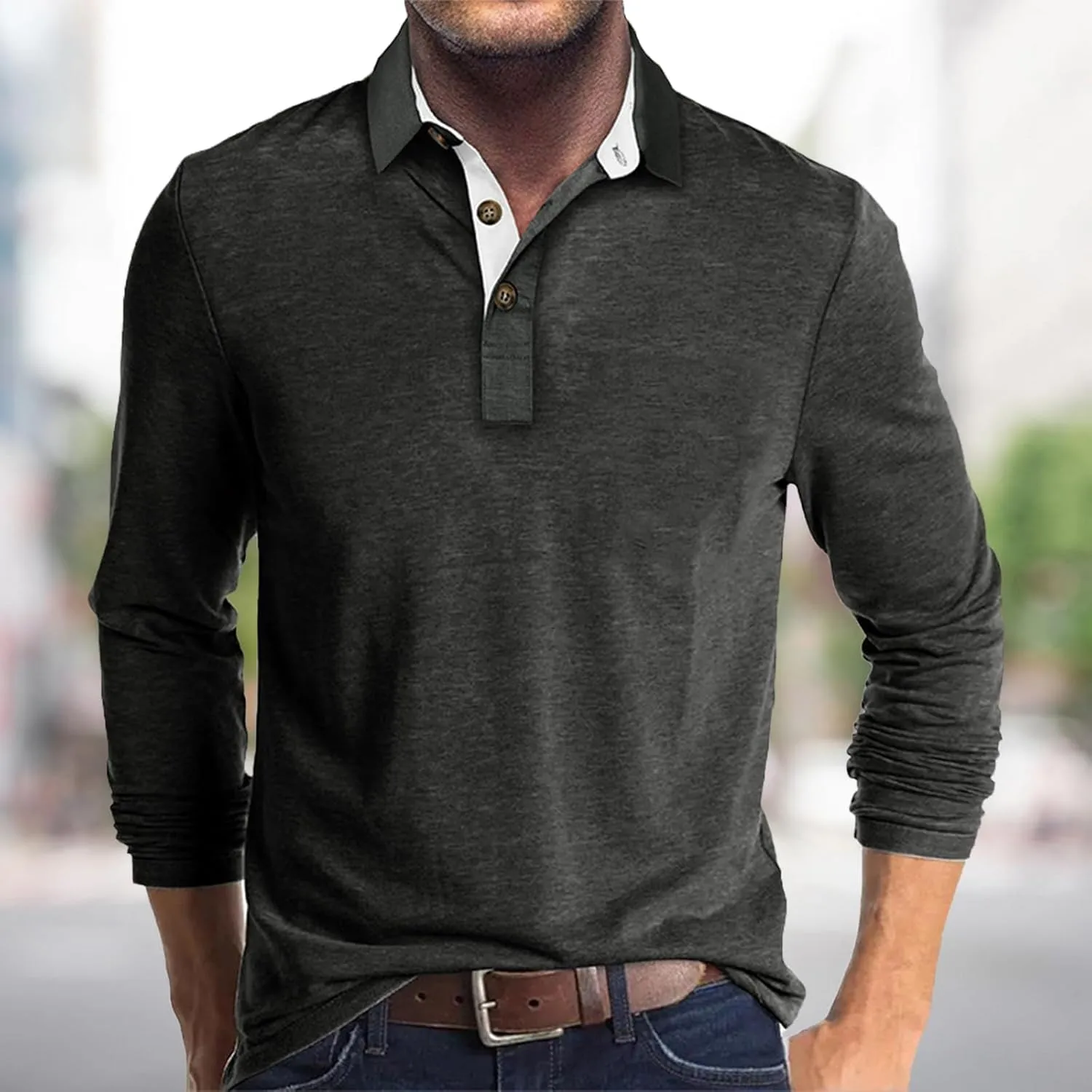 Mens Clothes Turtleneck Plush Sweater Men's Button Pullover Plush Sweater with Pocket Quick Dry Polyester Tshirts