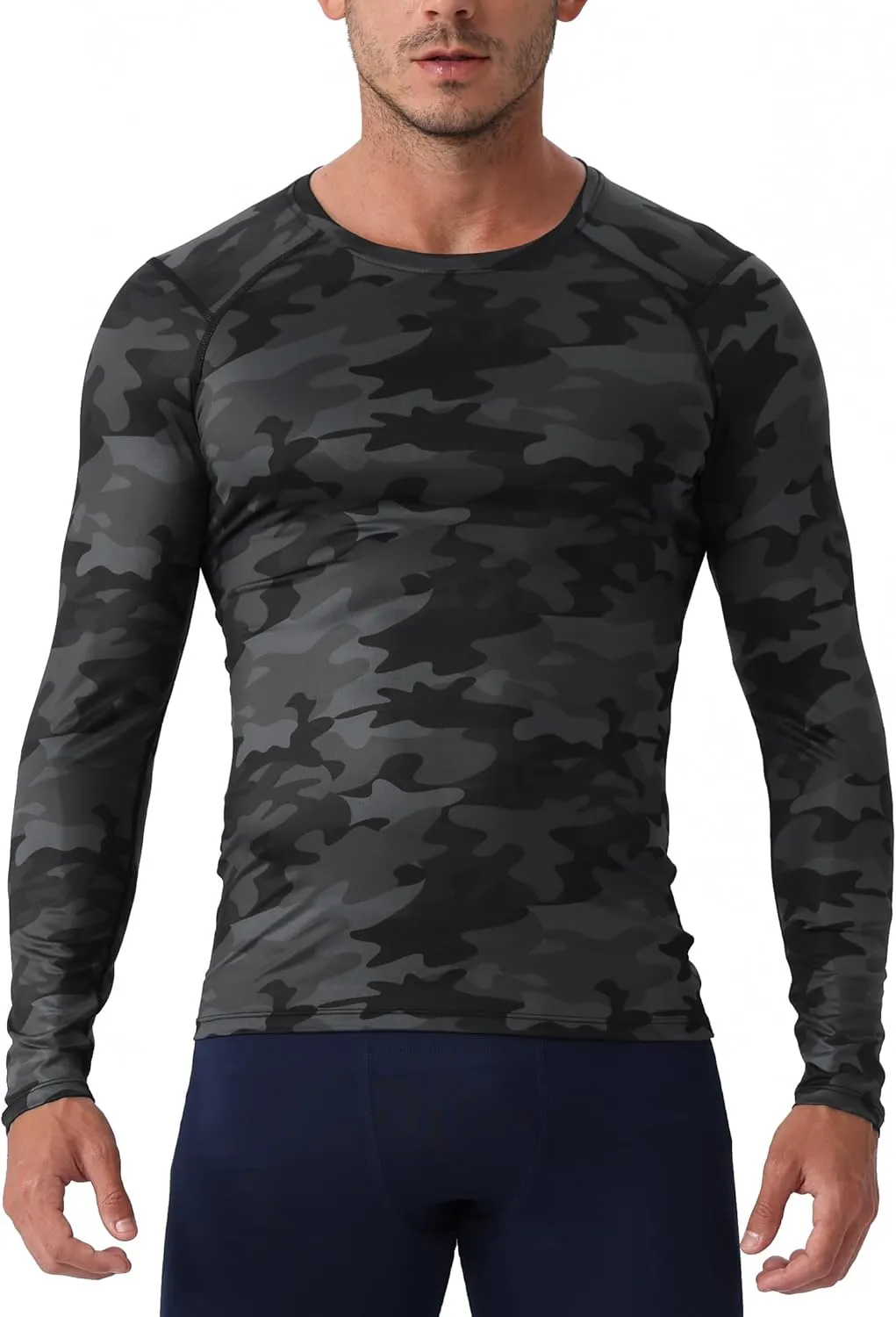 Men's Compression Long Sleeve Shirts, Cool Dry Sport Workout Underwear Shirt Athletic Baselayer Running Tops 1/2 Pack
