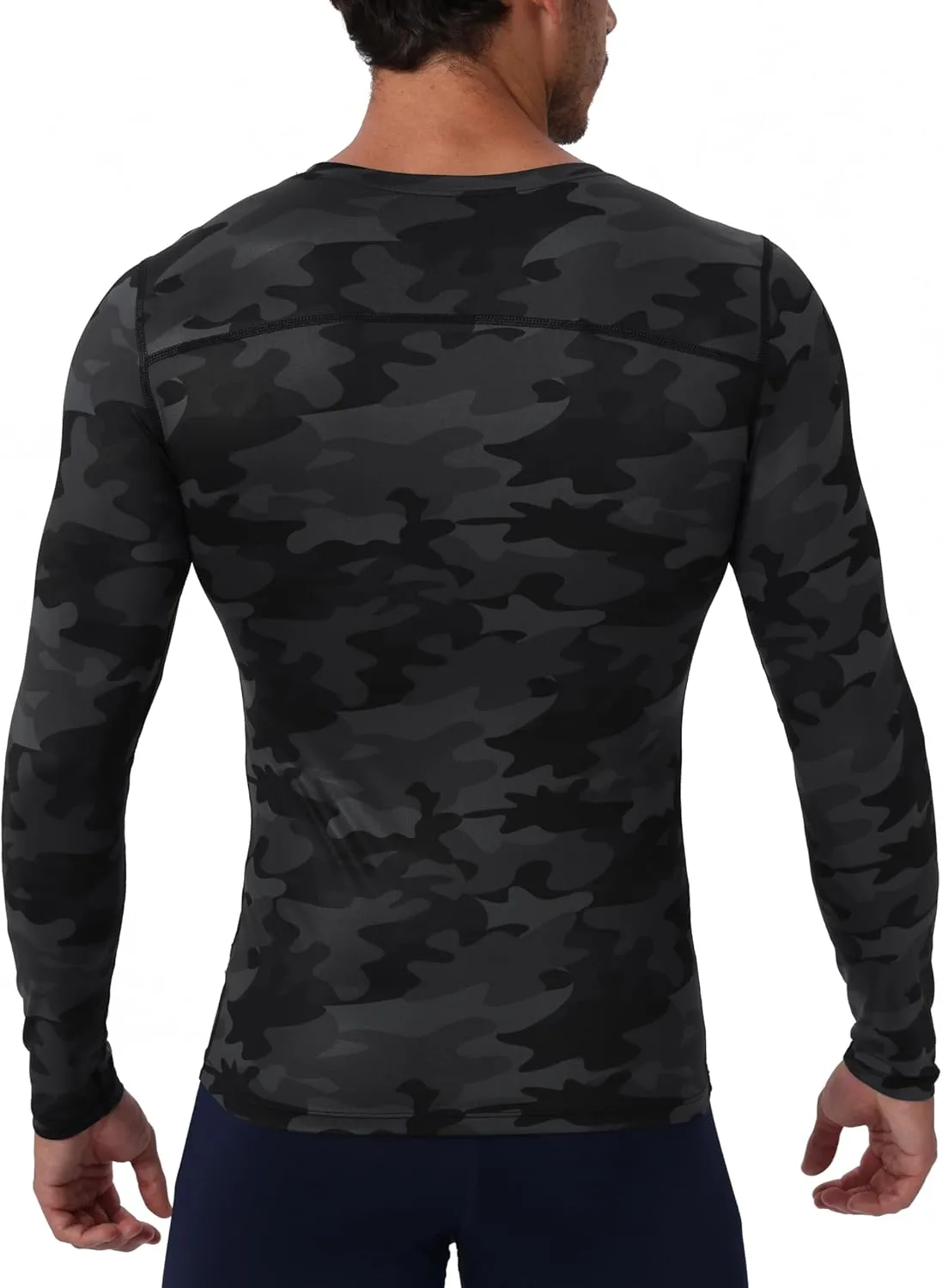 Men's Compression Long Sleeve Shirts, Cool Dry Sport Workout Underwear Shirt Athletic Baselayer Running Tops 1/2 Pack