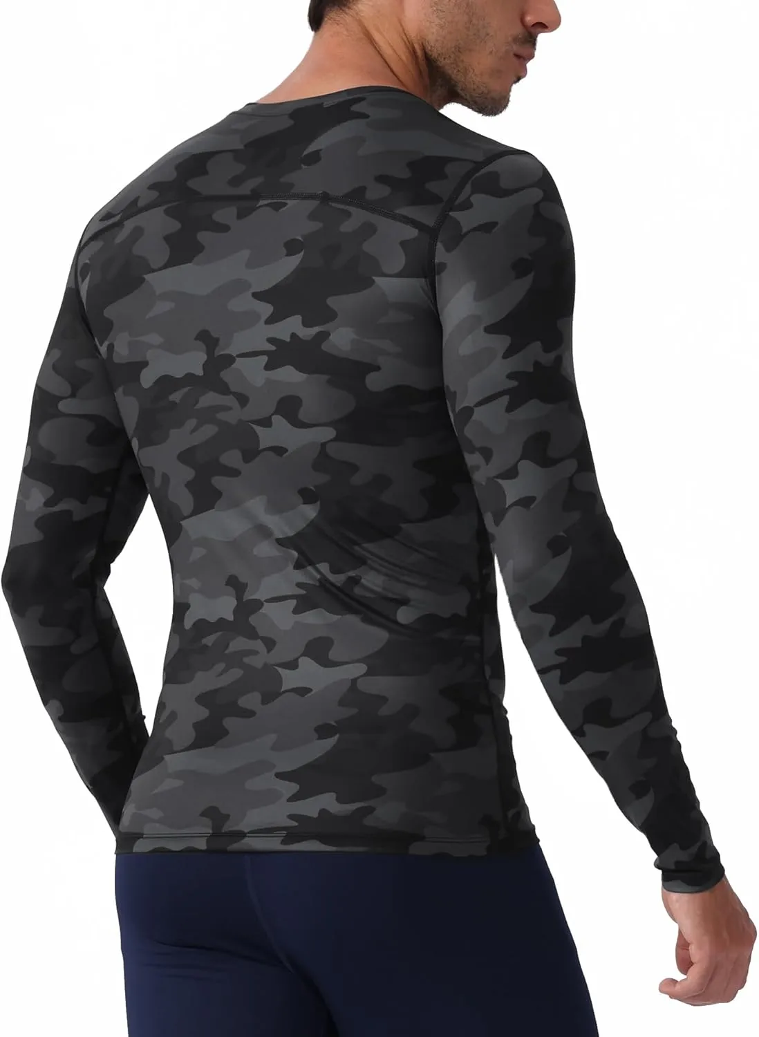 Men's Compression Long Sleeve Shirts, Cool Dry Sport Workout Underwear Shirt Athletic Baselayer Running Tops 1/2 Pack
