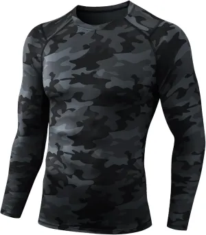 Men's Compression Long Sleeve Shirts, Cool Dry Sport Workout Underwear Shirt Athletic Baselayer Running Tops 1/2 Pack