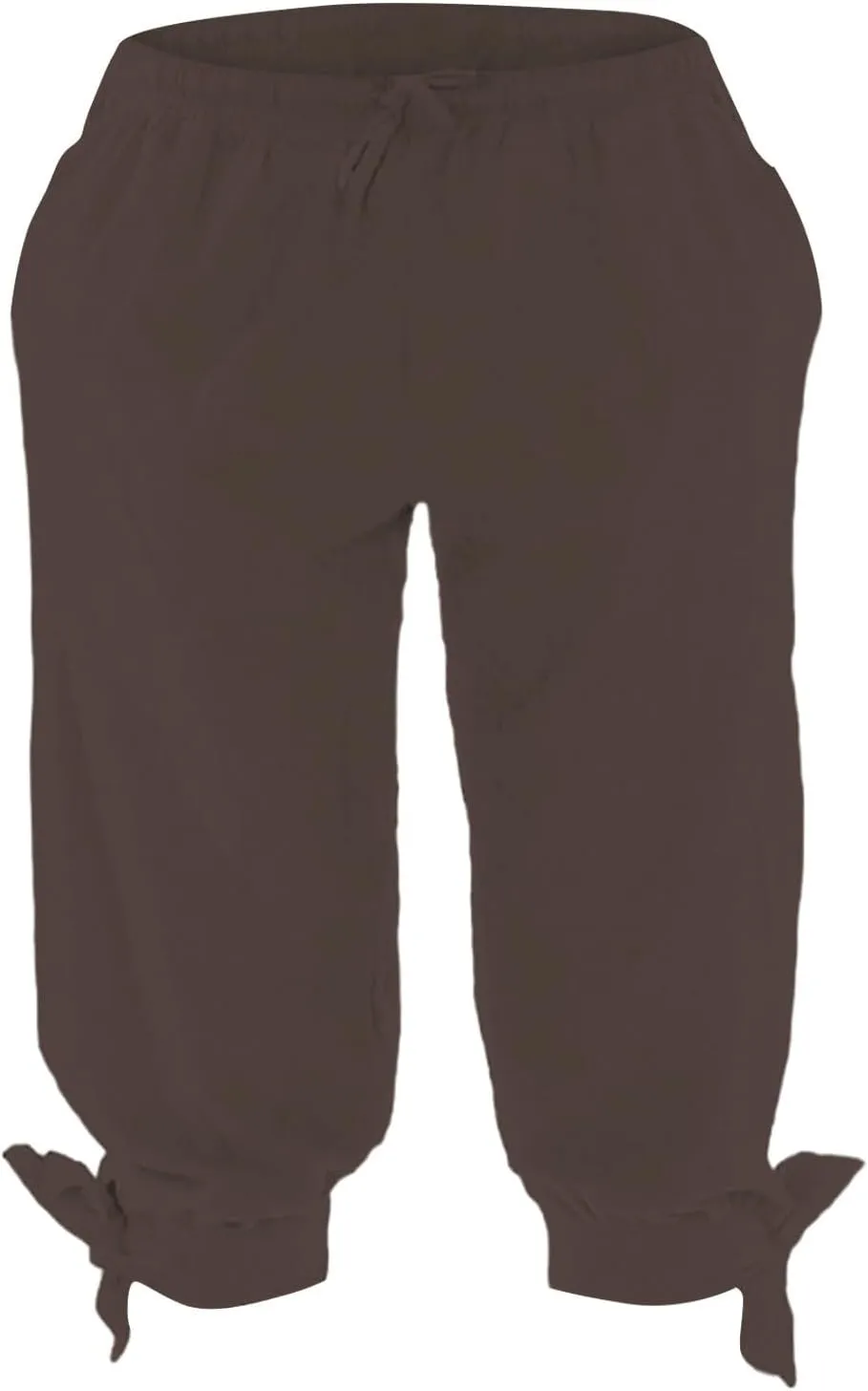 Men's Cotton Linen Capri Pants Below Knee Baggy Summer Harem Capris Drawstring Yoga Beach Short Pants with Pockets