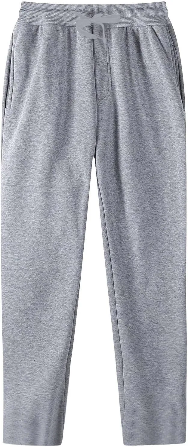 Men's Cotton Sweatpants Elastic Waist Joggers Workout Sport Pants Fall Winter Long Trousers with Pockets