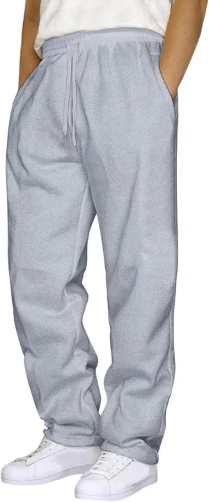 Men's Cotton Sweatpants Elastic Waist Joggers Workout Sport Pants Fall Winter Long Trousers with Pockets