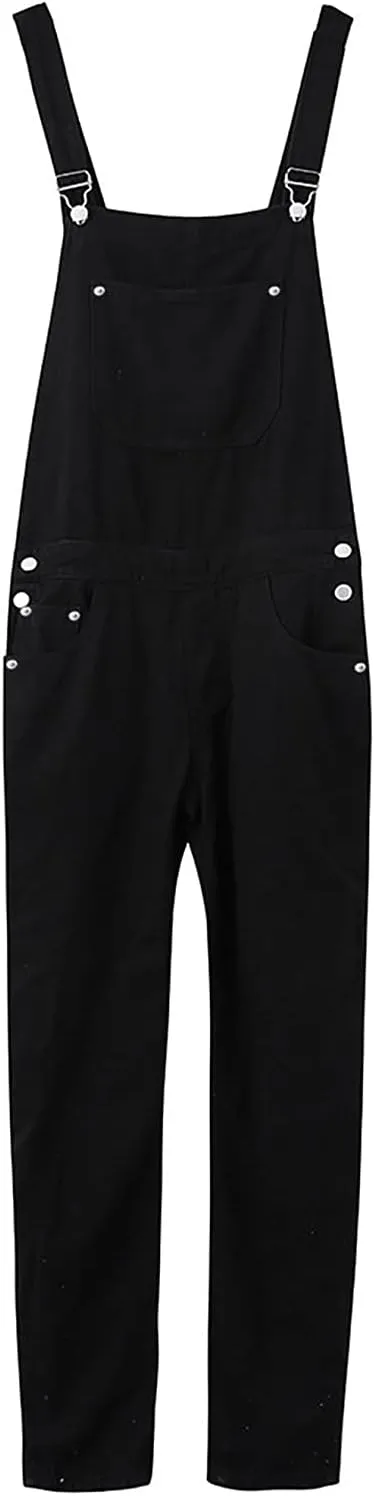 Men's Denim Bib Overall Jean Romper Trousers Cotton Relaxed Fit Pants Fashion Workwear Jumpsuit with Pockets