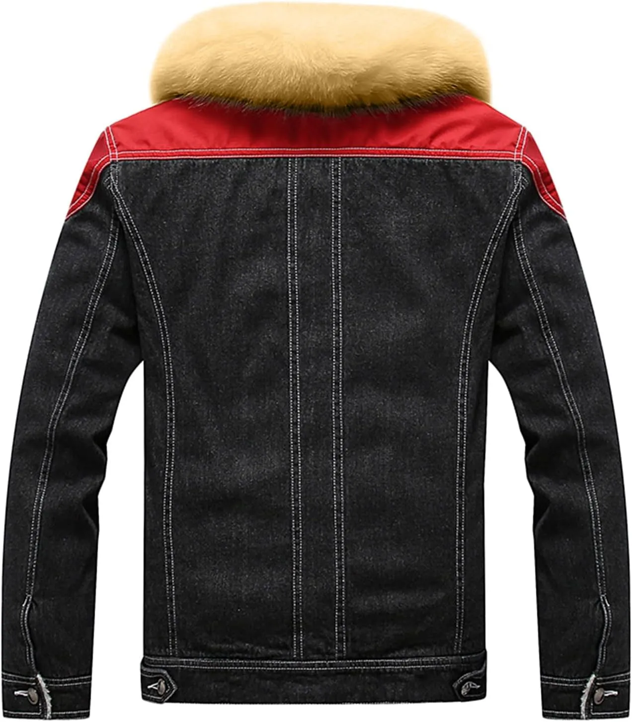 Mens Denim Jacket, Gutori Men Corduroy Sherpa Lined Winter Warm Coats Faux Fur Lapel Collar Western Jeans Outwear S-5XL