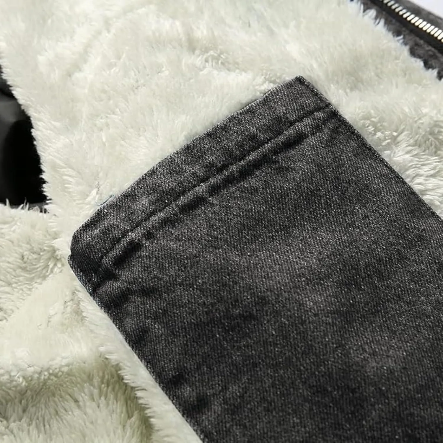 Mens Denim Jacket Plus Cotton Warm Fur Collar Sherpa Lined Denim Coat Vintage Fleece Cowboy Jean Jackets