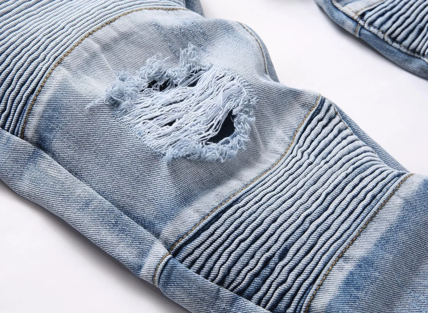 Men's Distressed Ripped Slim Fit Denim Jeans Pants