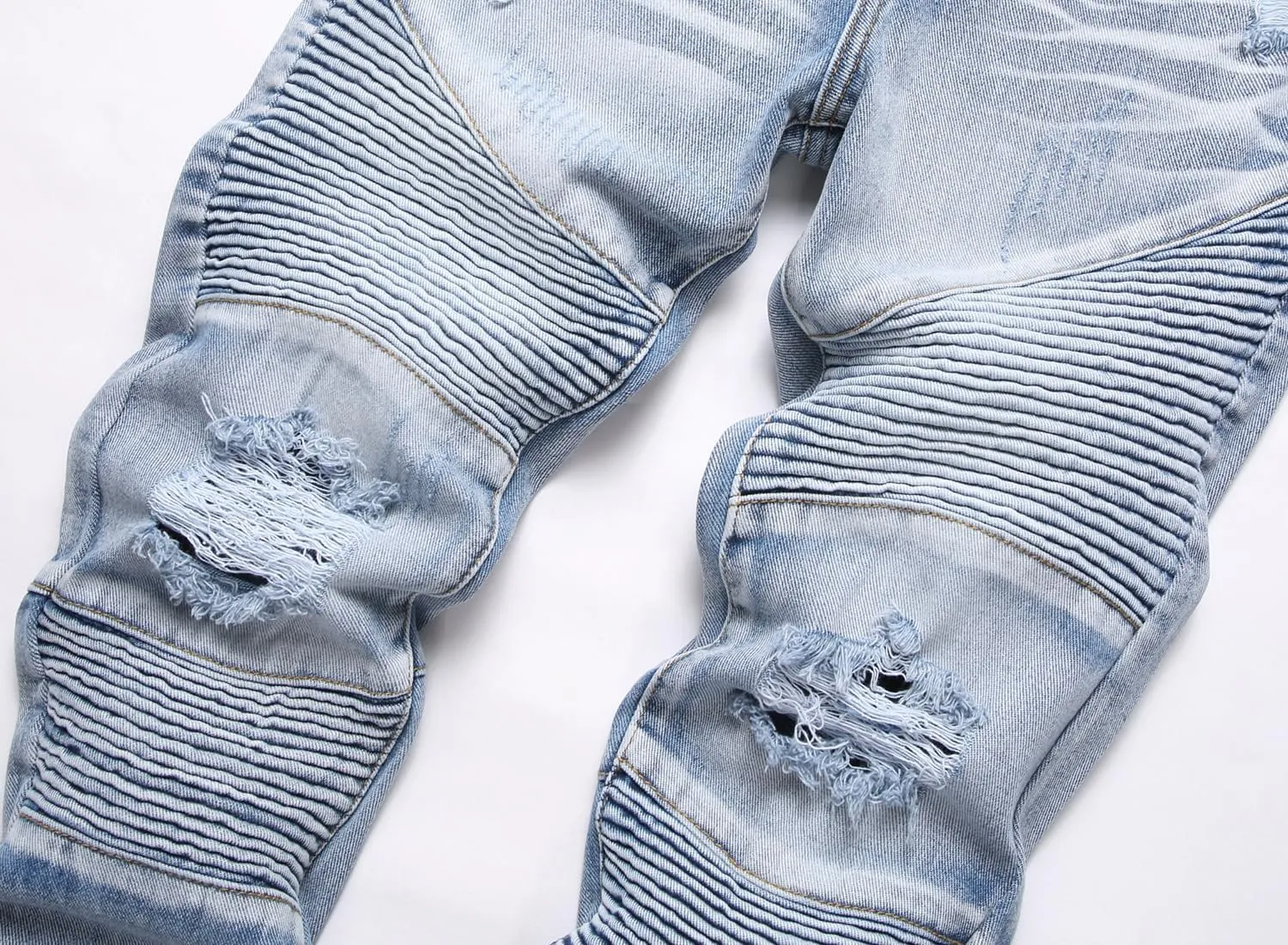 Men's Distressed Ripped Slim Fit Denim Jeans Pants